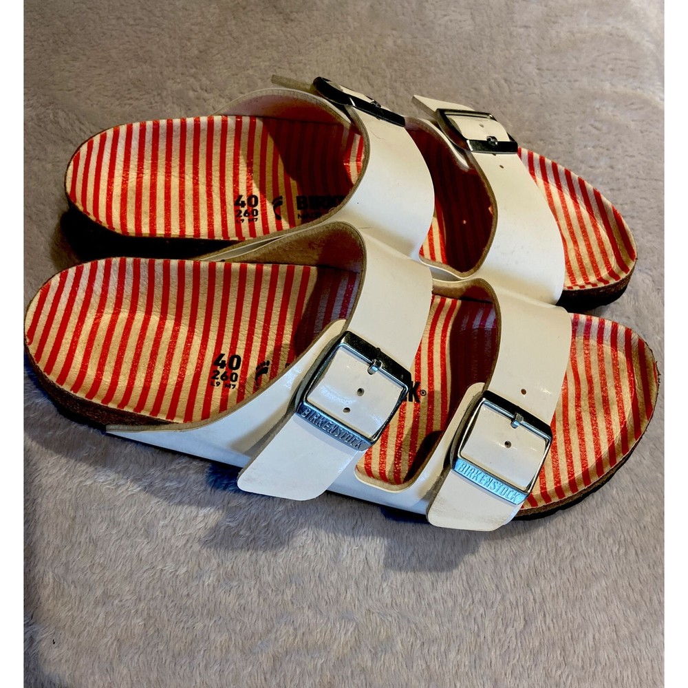 Birkenstock Sandals Arizona White 260 Womens 9 Mens 7 ( 40 ) Slides Two Buckles